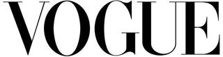 Black VOGUE logo in bold serif font on a white background